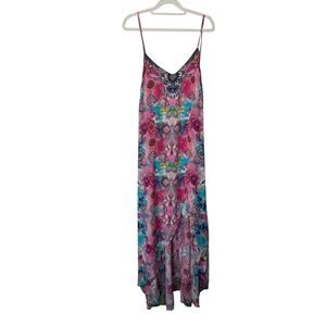 Moda Baronessa Women’s Ponce Dress Small Pink Silk Boho Maxi Resortwear NWT